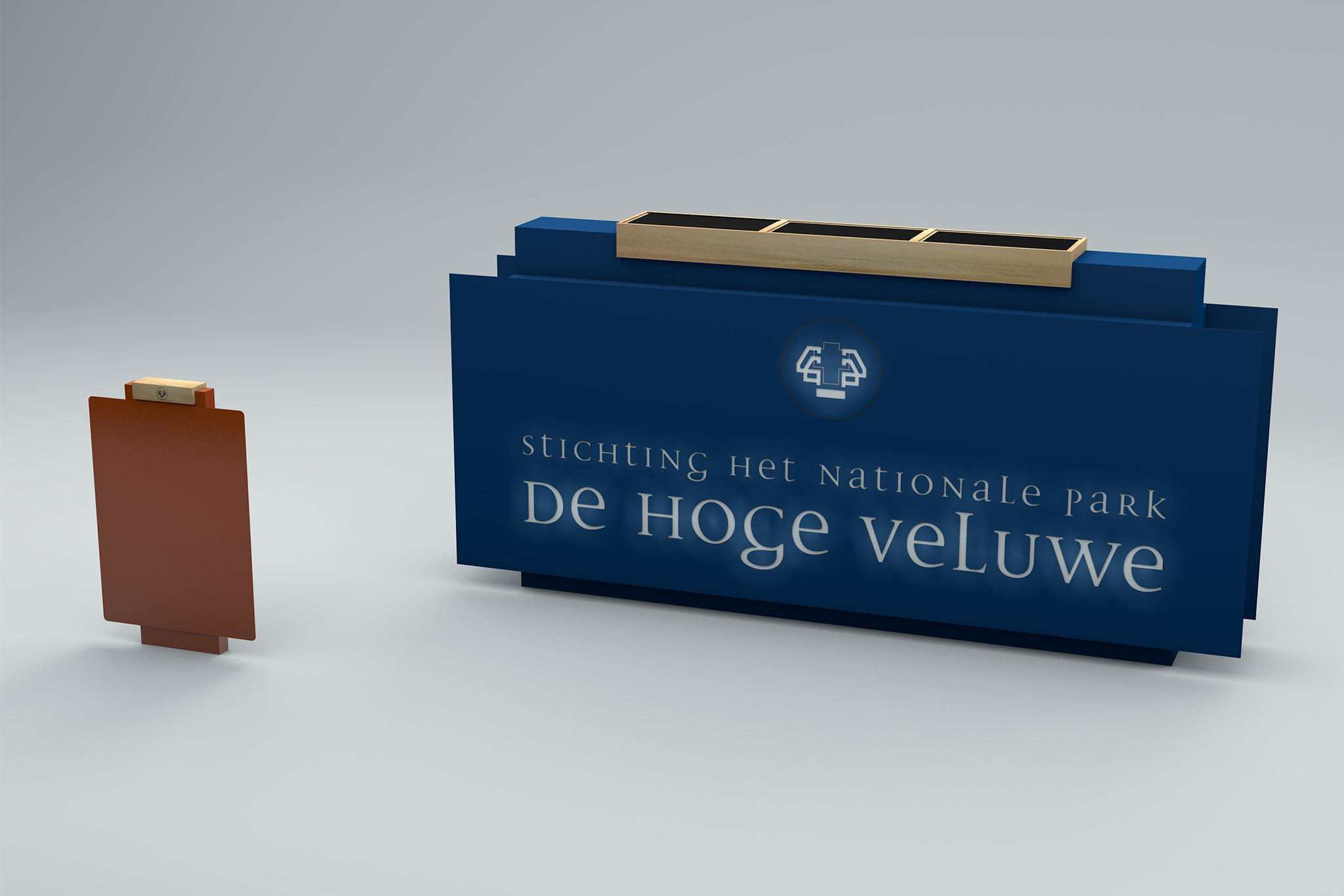 3D-conceptontwerp voor maatwerk-signage van Het Nationale Park De Hoge Veluwe